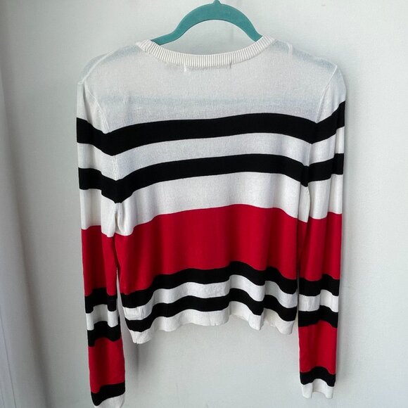 Striped knit long sleeve sweater crop size S - Picture 2 of 6